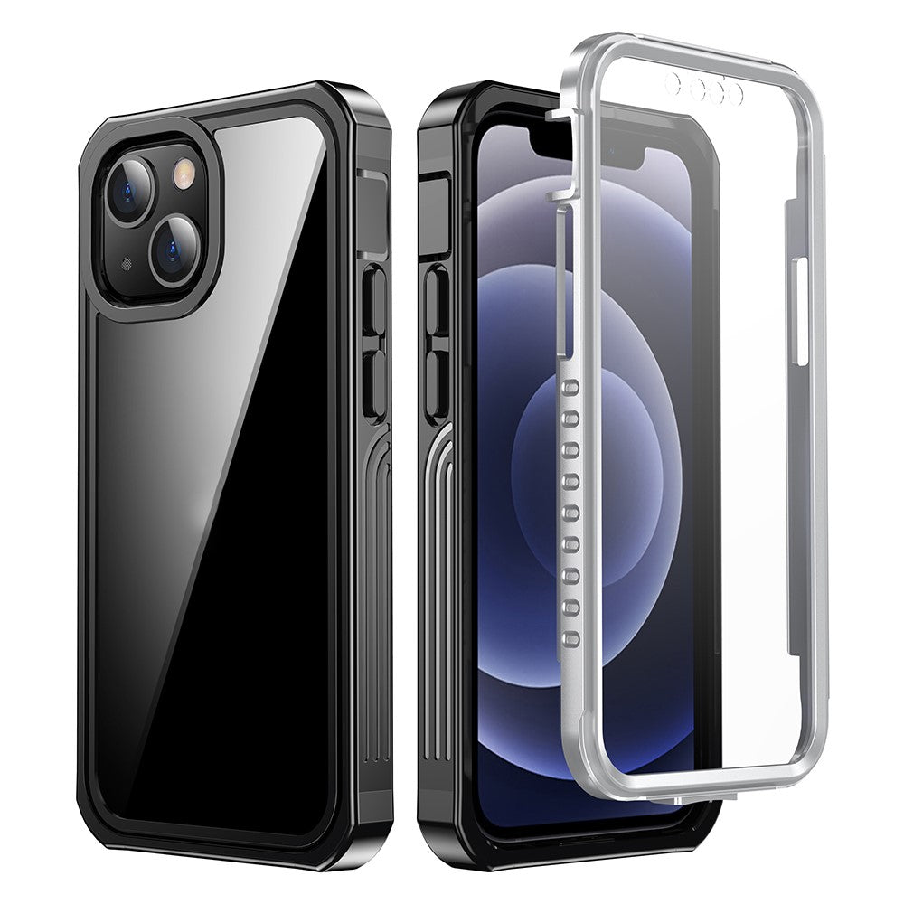 Fuld kropsbeskyttelse Kraftigt, gennemsigtigt PC-bagcover med indbygget PET-skærmbeskytter til iPhone 13 mini 5,4 tommer