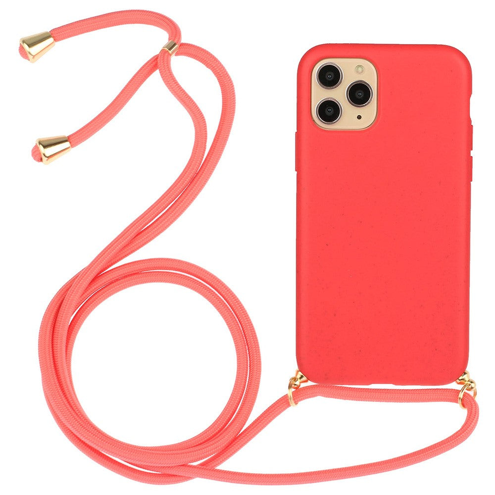 Eco Friendly Phone Case for iPhone 13 6.1 inch, Soft TPU + Wheat Straw Cover with Multi-function Strap
