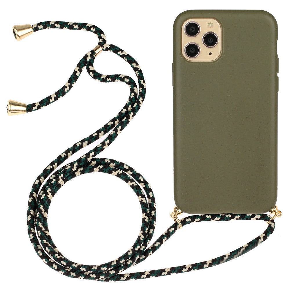 Eco Friendly Phone Case for iPhone 13 6.1 inch, Soft TPU + Wheat Straw Cover with Multi-function Strap
