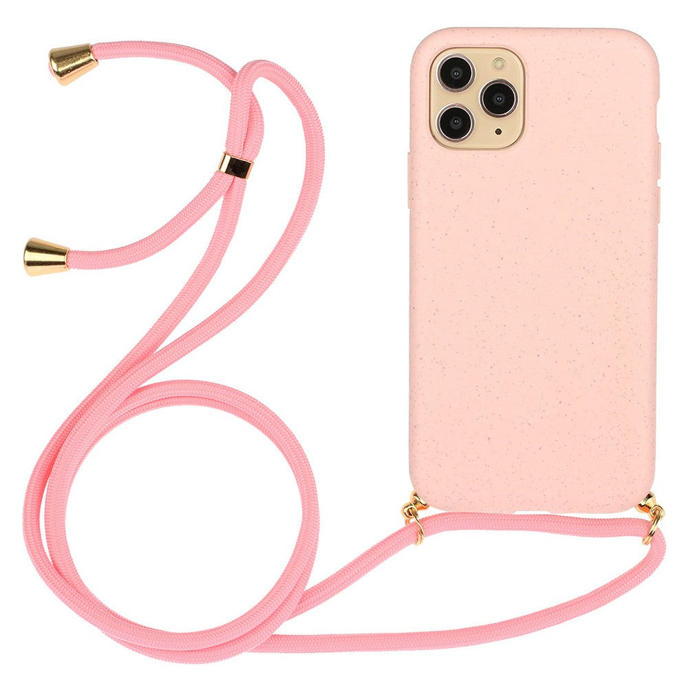 Eco Friendly Phone Case for iPhone 13 6.1 inch, Soft TPU + Wheat Straw Cover with Multi-function Strap
