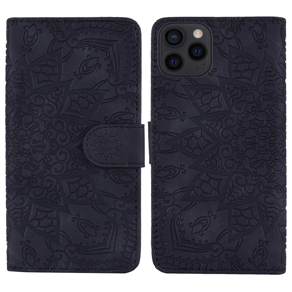 Imprint Flower Design PU Leather Flip Wallet Bookstyle Magnetic Stand Protection Cover for iPhone 13 Pro Max 6.7 inch