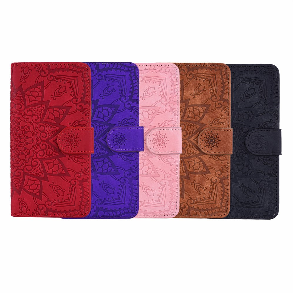 Imprint Flower Design PU Leather Flip Wallet Bookstyle Magnetic Stand Protection Cover for iPhone 13 Pro Max 6.7 inch