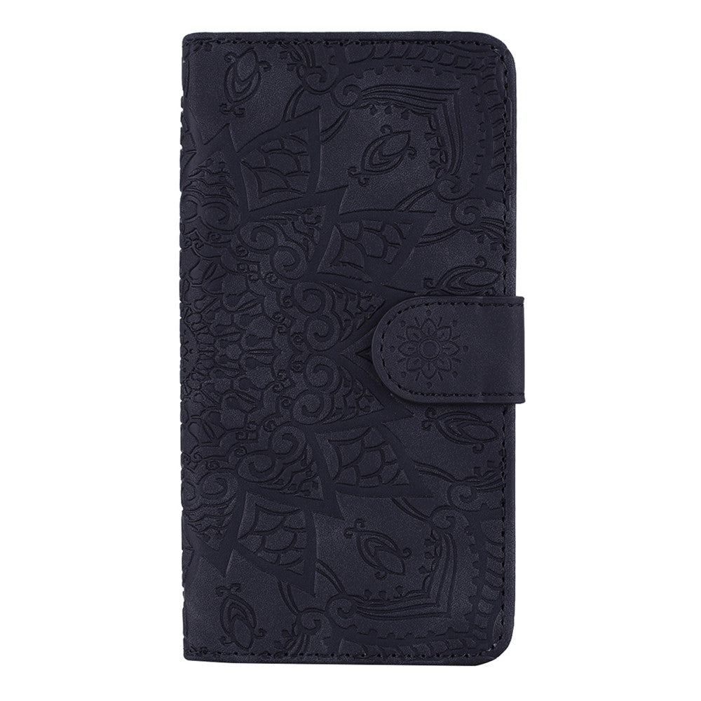 Imprint Flower Design PU Leather Flip Wallet Bookstyle Magnetic Stand Protection Cover for iPhone 13 Pro Max 6.7 inch