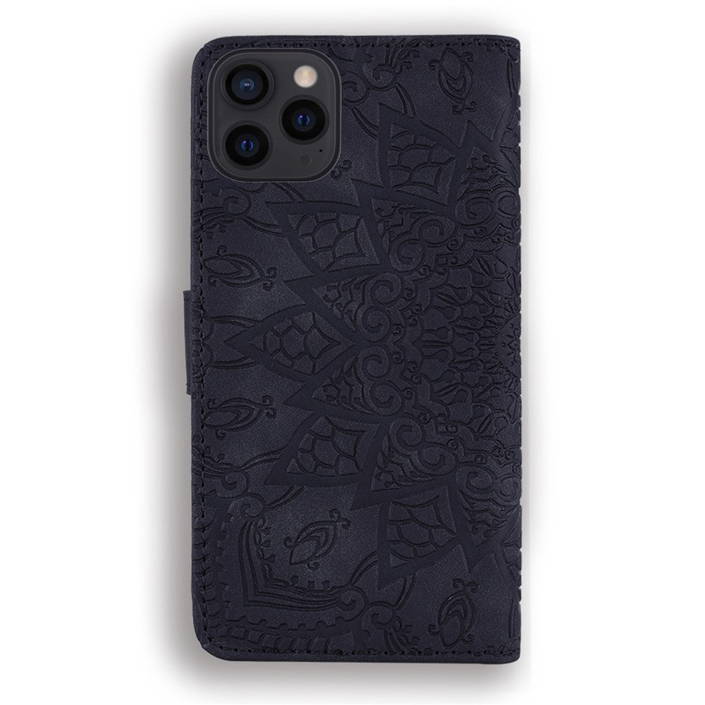 Imprint Flower Design PU Leather Flip Wallet Bookstyle Magnetic Stand Protection Cover for iPhone 13 Pro Max 6.7 inch