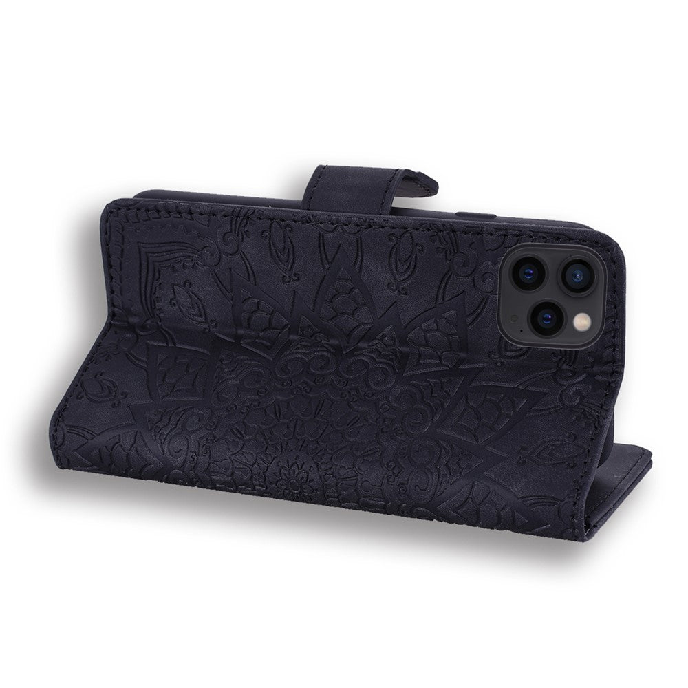 Imprint Flower Design PU Leather Flip Wallet Bookstyle Magnetic Stand Protection Cover for iPhone 13 Pro Max 6.7 inch