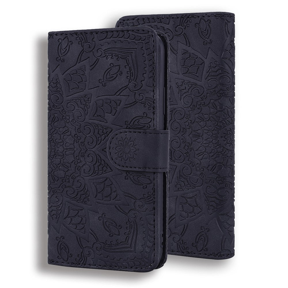Imprint Flower Design PU Leather Flip Wallet Bookstyle Magnetic Stand Protection Cover for iPhone 13 Pro Max 6.7 inch
