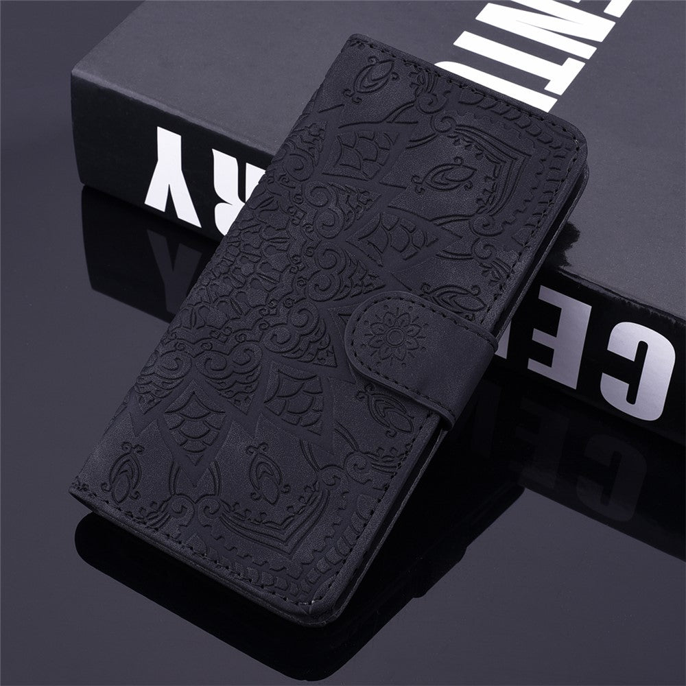 Imprint Flower Design PU Leather Flip Wallet Bookstyle Magnetic Stand Protection Cover for iPhone 13 Pro Max 6.7 inch