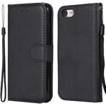 For iPhone 7 4.7 inch / 8 4.7 inch / SE (2020) / SE (2022) Case Solid Color Leather Mobile Cover Wallet Stand with Strap