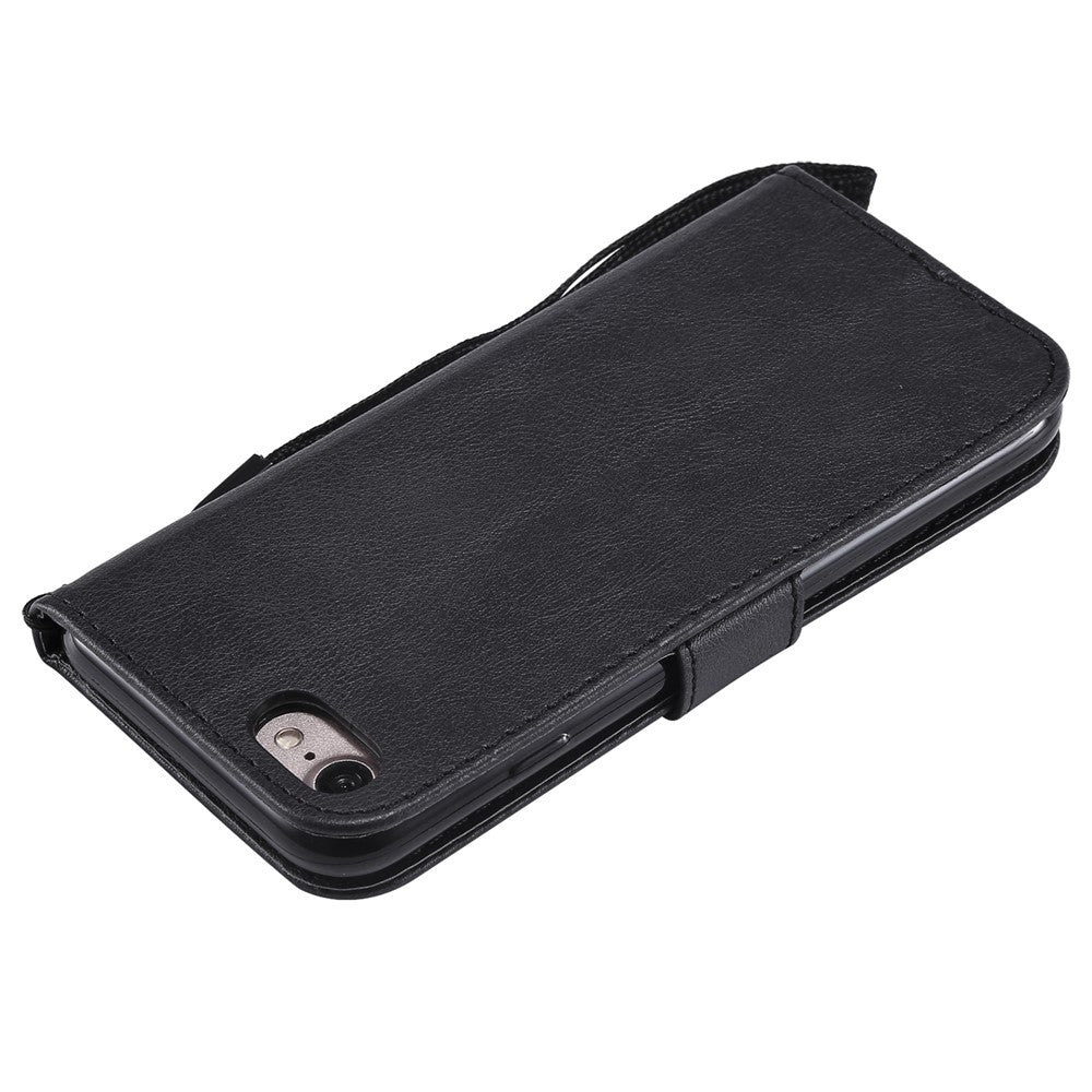 For iPhone 7 4.7 inch / 8 4.7 inch / SE (2020) / SE (2022) Case Solid Color Leather Mobile Cover Wallet Stand with Strap