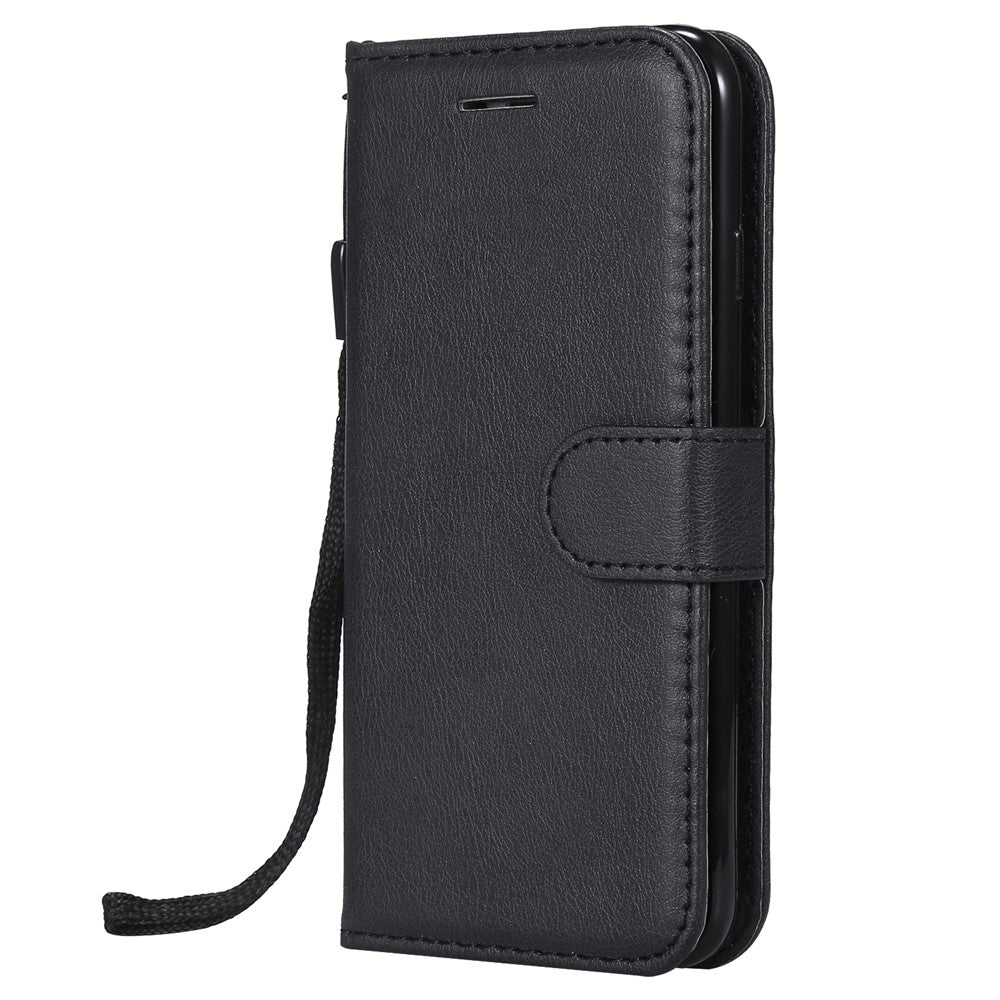 For iPhone 7 4.7 inch / 8 4.7 inch / SE (2020) / SE (2022) Case Solid Color Leather Mobile Cover Wallet Stand with Strap