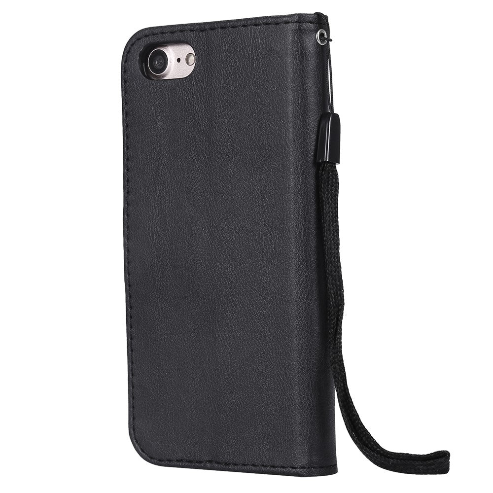 For iPhone 7 4.7 inch / 8 4.7 inch / SE (2020) / SE (2022) Case Solid Color Leather Mobile Cover Wallet Stand with Strap