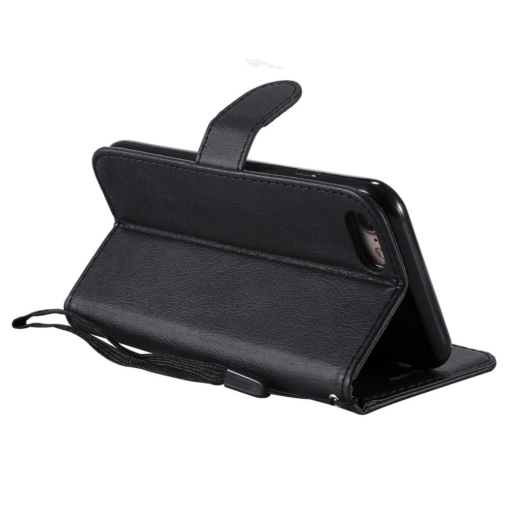 For iPhone 7 4.7 inch / 8 4.7 inch / SE (2020) / SE (2022) Case Solid Color Leather Mobile Cover Wallet Stand with Strap
