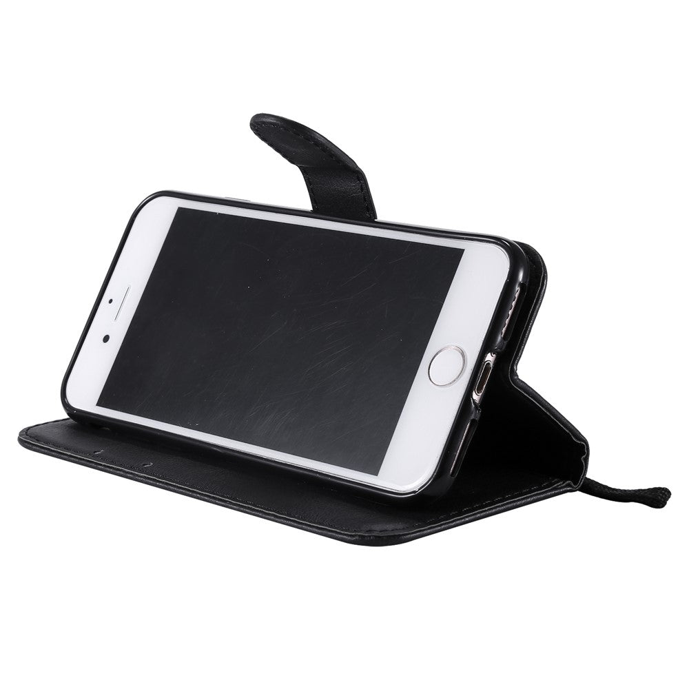 For iPhone 7 4.7 inch / 8 4.7 inch / SE (2020) / SE (2022) Case Solid Color Leather Mobile Cover Wallet Stand with Strap