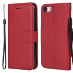 For iPhone 7 4.7 inch / 8 4.7 inch / SE (2020) / SE (2022) Case Solid Color Leather Mobile Cover Wallet Stand with Strap