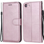 For iPhone 7 4.7 inch / 8 4.7 inch / SE (2020) / SE (2022) Case Solid Color Leather Mobile Cover Wallet Stand with Strap