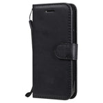 For iPhone 13 mini 5.4 inch Case Solid Color Leather Mobile Cover Wallet Stand with Strap