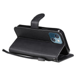 For iPhone 13 mini 5.4 inch Case Solid Color Leather Mobile Cover Wallet Stand with Strap