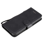 For iPhone 13 mini 5.4 inch Case Solid Color Leather Mobile Cover Wallet Stand with Strap