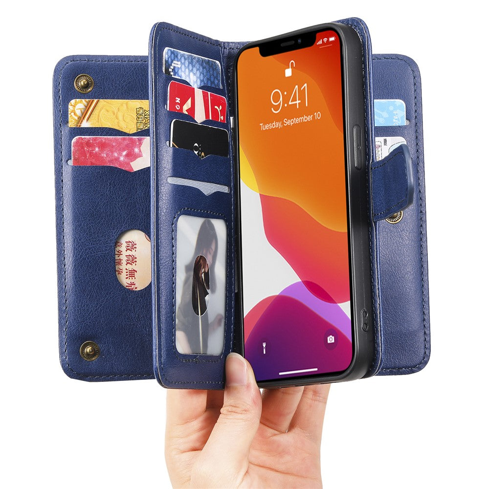 For iPhone 13 Leather Case with 10 Card Holder Phone Cover Stand