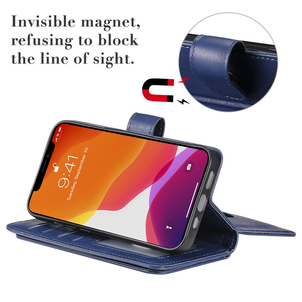 For iPhone 13 Leather Case with 10 Card Holder Phone Cover Stand