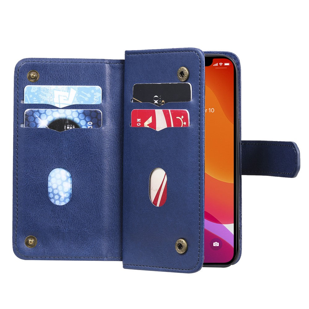 For iPhone 13 Leather Case with 10 Card Holder Phone Cover Stand