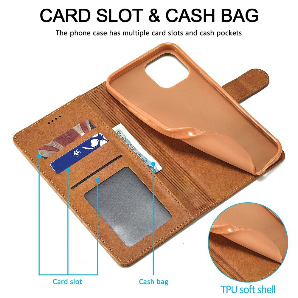LC.IMEEKE Shockproof PU Leather Phone Shell with Stand Wallet Design for iPhone 13 Pro Max 6.7 inch