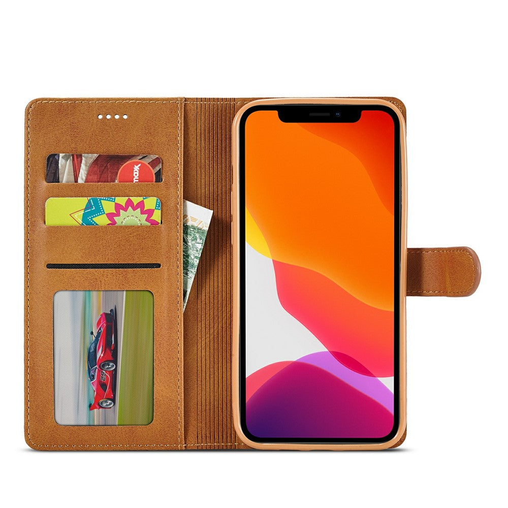 LC.IMEEKE Shockproof PU Leather Phone Shell with Stand Wallet Design for iPhone 13 Pro Max 6.7 inch