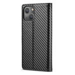 LC.IMEEKE Stand Wallet Design Carbon Fiber Texture Splicing Leather Case Shell for iPhone 13 6.1 inch