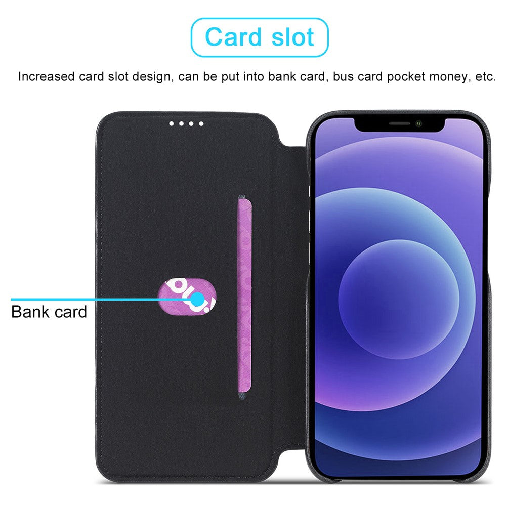 LC.IMEEKE Retro Style PU Leather Phone Case Shell with Card Slot for iPhone 13 mini 5.4 inch