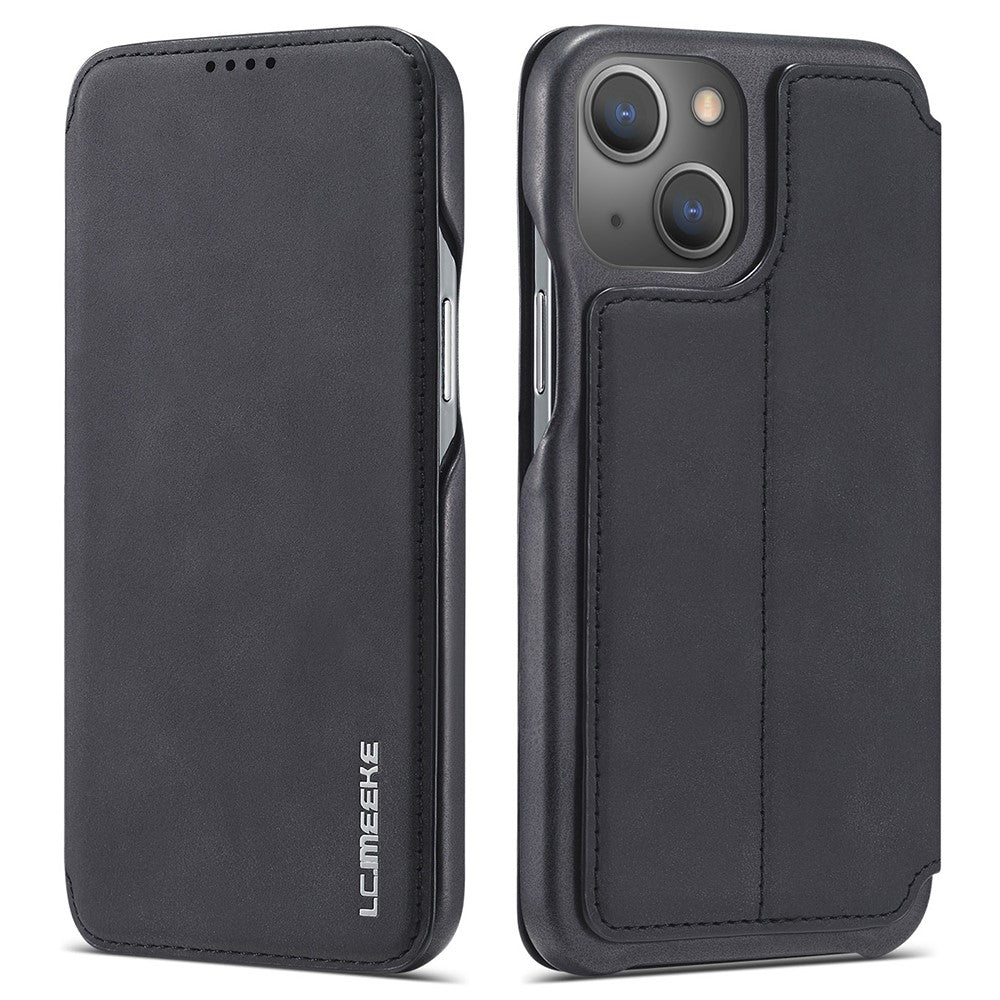 LC.IMEEKE Retro Style Card Holder Stand Design Leather Phone Case Cover for iPhone 13 6.1 inch
