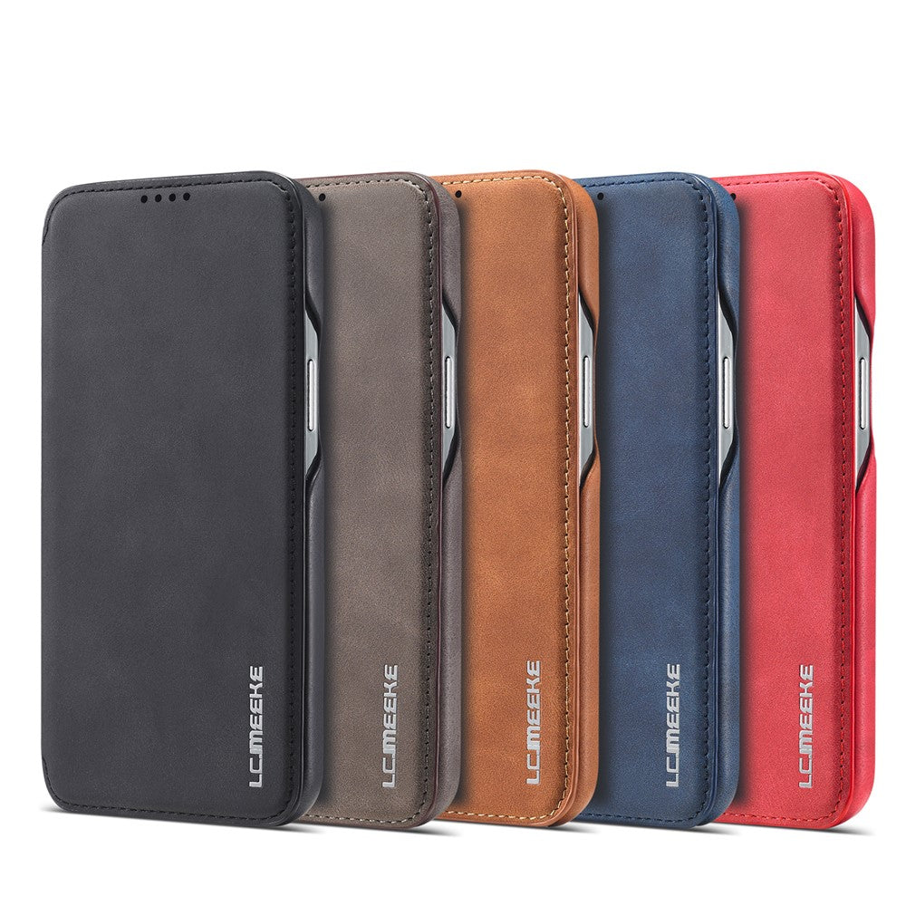LC.IMEEKE Retro Style Card Holder Stand Design Leather Phone Case Cover for iPhone 13 6.1 inch