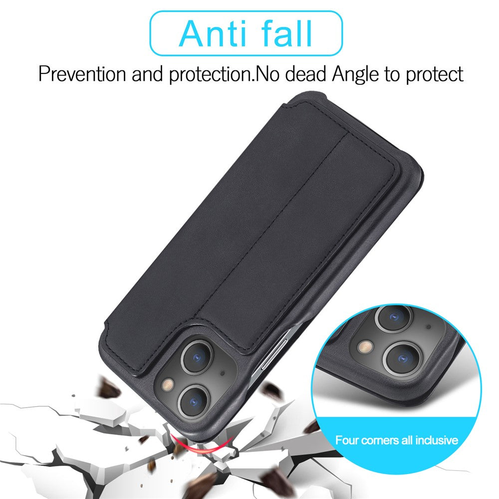 LC.IMEEKE Retro Style Card Holder Stand Design Leather Phone Case Cover for iPhone 13 6.1 inch