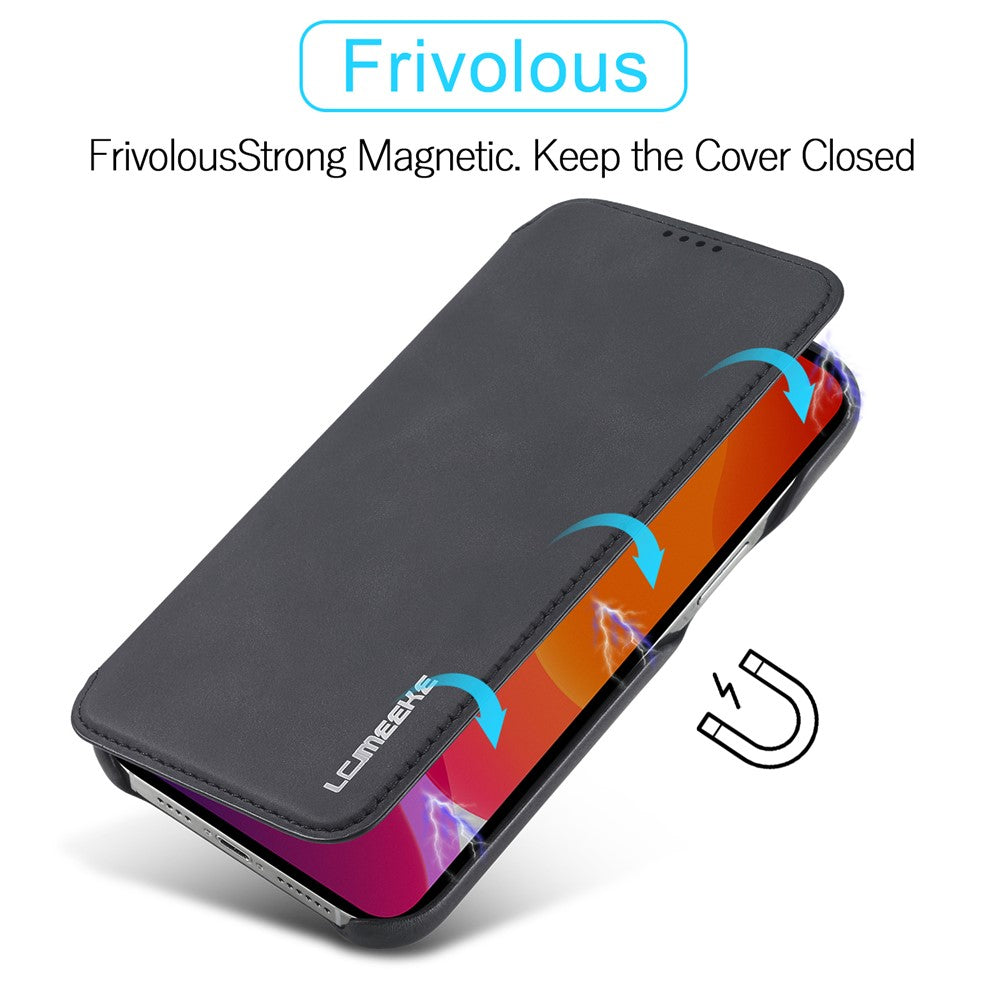 LC.IMEEKE Retro Style Card Holder Stand Design Leather Phone Case Cover for iPhone 13 6.1 inch