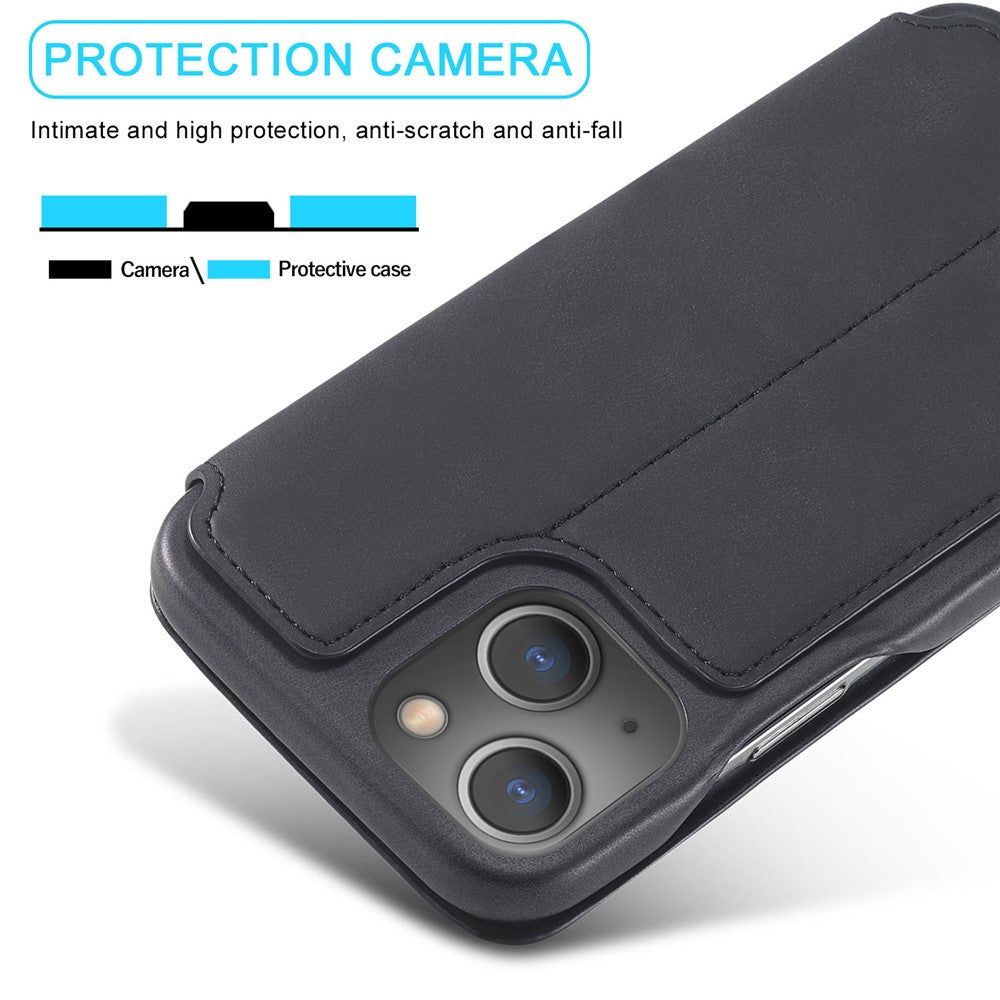LC.IMEEKE Retro Style Card Holder Stand Design Leather Phone Case Cover for iPhone 13 6.1 inch