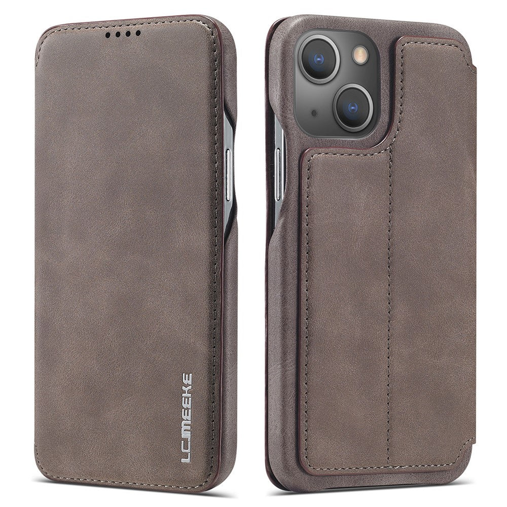 LC.IMEEKE Retro Style Card Holder Stand Design Leather Phone Case Cover for iPhone 13 6.1 inch