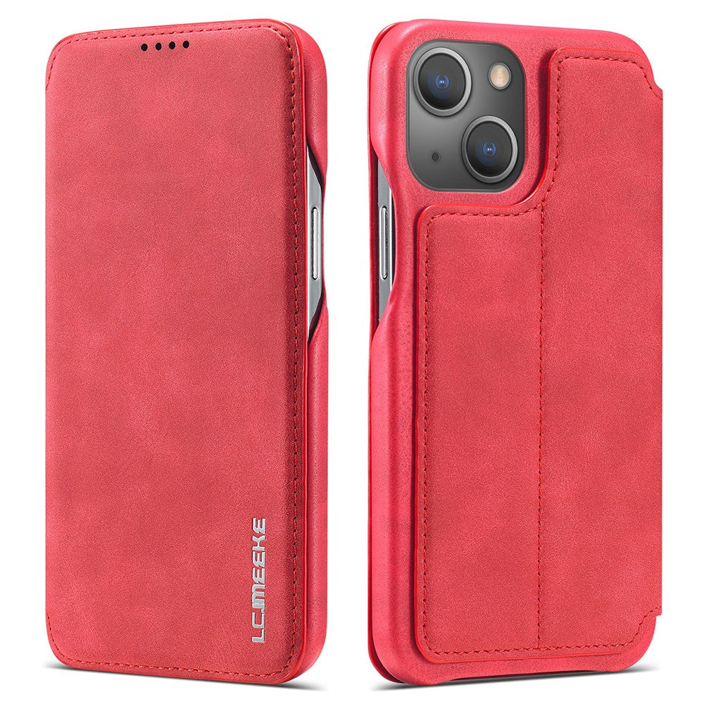 LC.IMEEKE Retro Style Card Holder Stand Design Leather Phone Case Cover for iPhone 13 6.1 inch