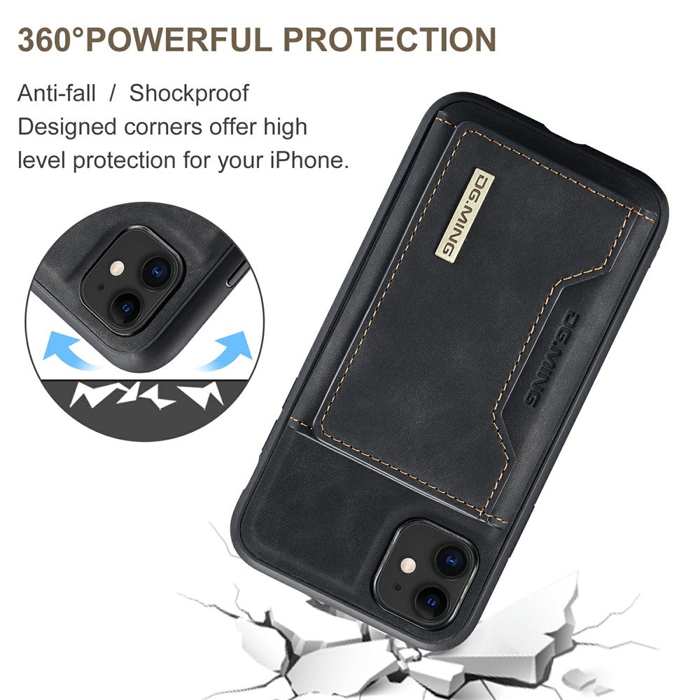 DG.MING M2 Series Detachable Wallet 2-in-1 Wireless Charging Hybrid Phone Cover Shell with Horizontal-Viewing Kickstand for iPhone 11 6.1 inch