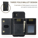 DG.MING M2 Series Detachable Wallet 2-in-1 Wireless Charging Hybrid Phone Cover Shell with Horizontal-Viewing Kickstand for iPhone 11 6.1 inch