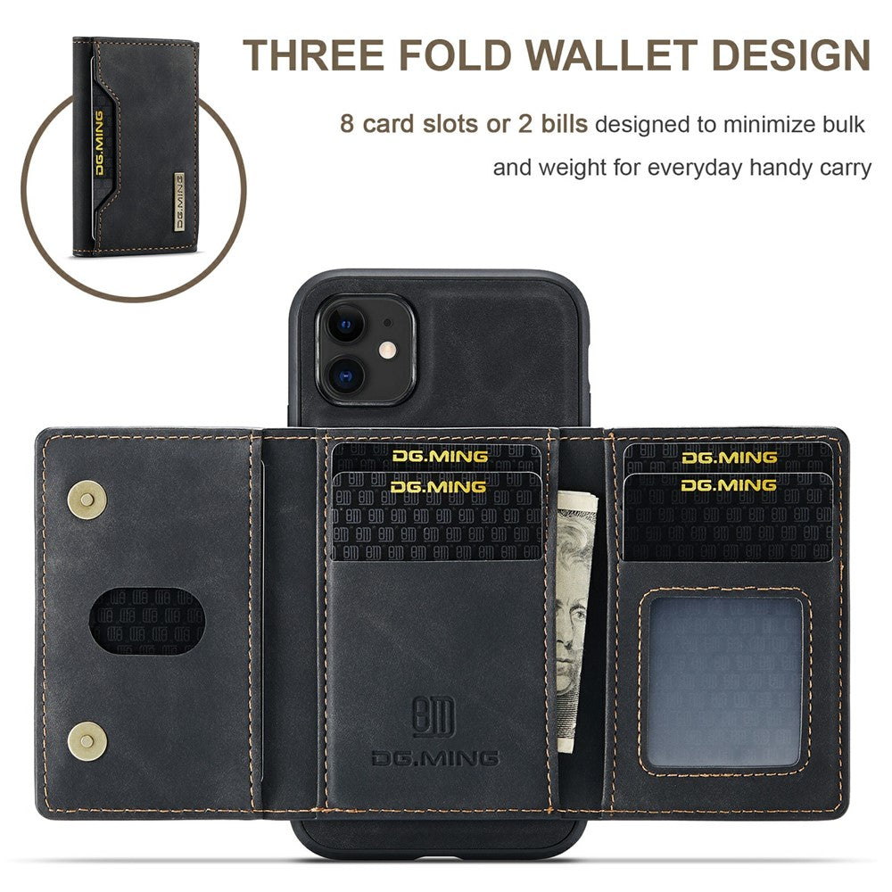 DG.MING M2 Series Detachable Wallet 2-in-1 Wireless Charging Hybrid Phone Cover Shell with Horizontal-Viewing Kickstand for iPhone 11 6.1 inch