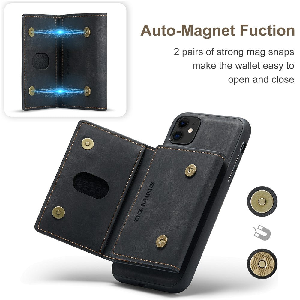 DG.MING M2 Series Detachable Wallet 2-in-1 Wireless Charging Hybrid Phone Cover Shell with Horizontal-Viewing Kickstand for iPhone 11 6.1 inch