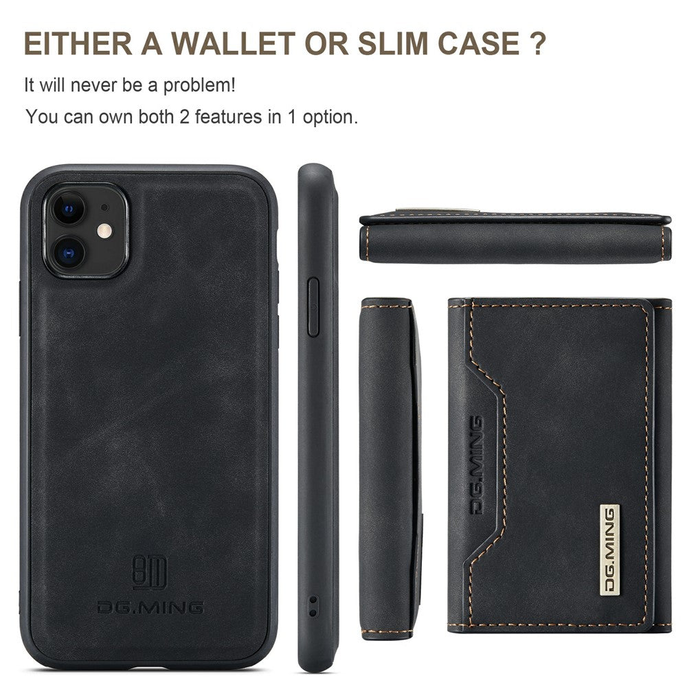 DG.MING M2 Series Detachable Wallet 2-in-1 Wireless Charging Hybrid Phone Cover Shell with Horizontal-Viewing Kickstand for iPhone 11 6.1 inch
