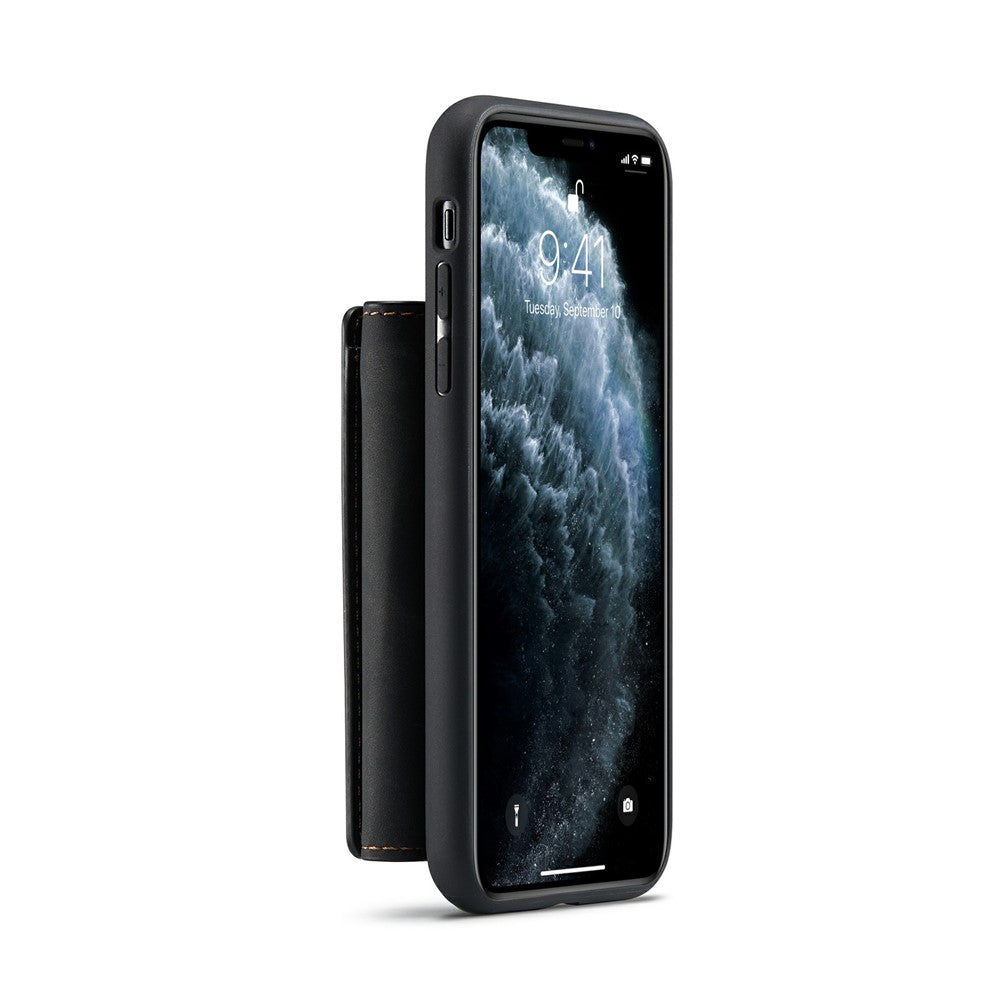 DG.MING M1 Series Phone Case PU + TPU + PC Back Cover with Magnetic Tri-Fold Wallet Kickstand for iPhone 11 Pro 5.8 inch