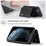 DG.MING M1 Series Phone Case PU + TPU + PC Back Cover with Magnetic Tri-Fold Wallet Kickstand for iPhone 11 Pro 5.8 inch