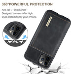 DG.MING M1 Series Phone Case PU + TPU + PC Back Cover with Magnetic Tri-Fold Wallet Kickstand for iPhone 11 Pro 5.8 inch