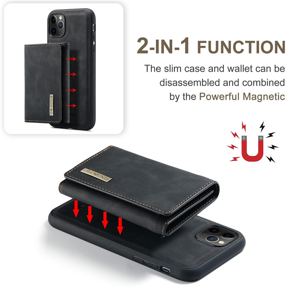 DG.MING M1 Series Phone Case PU + TPU + PC Back Cover with Magnetic Tri-Fold Wallet Kickstand for iPhone 11 Pro 5.8 inch