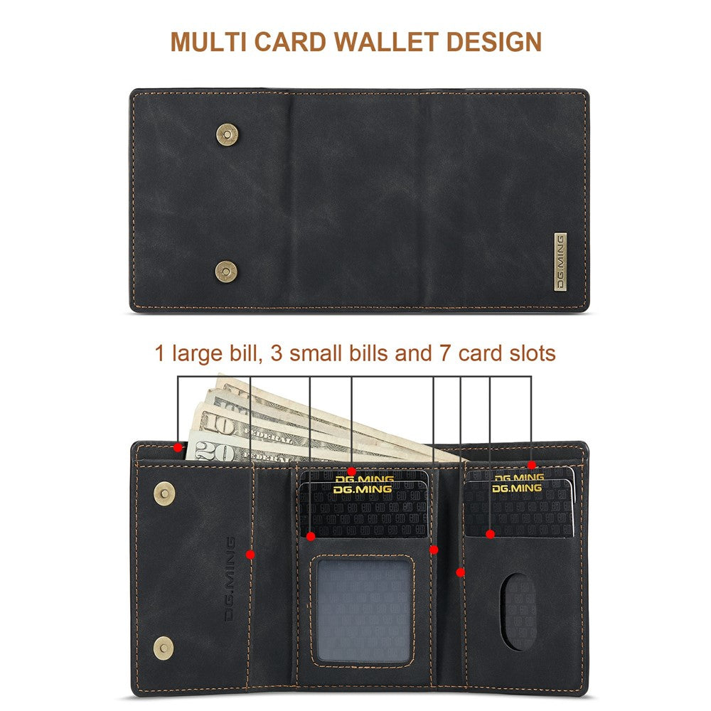 DG.MING M1 Series Phone Case PU + TPU + PC Back Cover with Magnetic Tri-Fold Wallet Kickstand for iPhone 11 Pro 5.8 inch