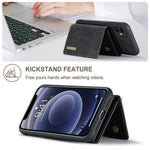 DG.MING M1 Series Phone Case PU + TPU + PC Back Cover with Magnetic Tri-Fold Wallet Kickstand for iPhone 11 6.1 inch