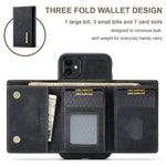 DG.MING M1 Series Phone Case PU + TPU + PC Back Cover with Magnetic Tri-Fold Wallet Kickstand for iPhone 11 6.1 inch
