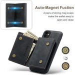 DG.MING M1 Series Phone Case PU + TPU + PC Back Cover with Magnetic Tri-Fold Wallet Kickstand for iPhone 11 6.1 inch