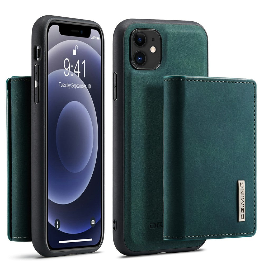 DG.MING M1 Series Phone Case PU + TPU + PC Back Cover with Magnetic Tri-Fold Wallet Kickstand for iPhone 11 6.1 inch